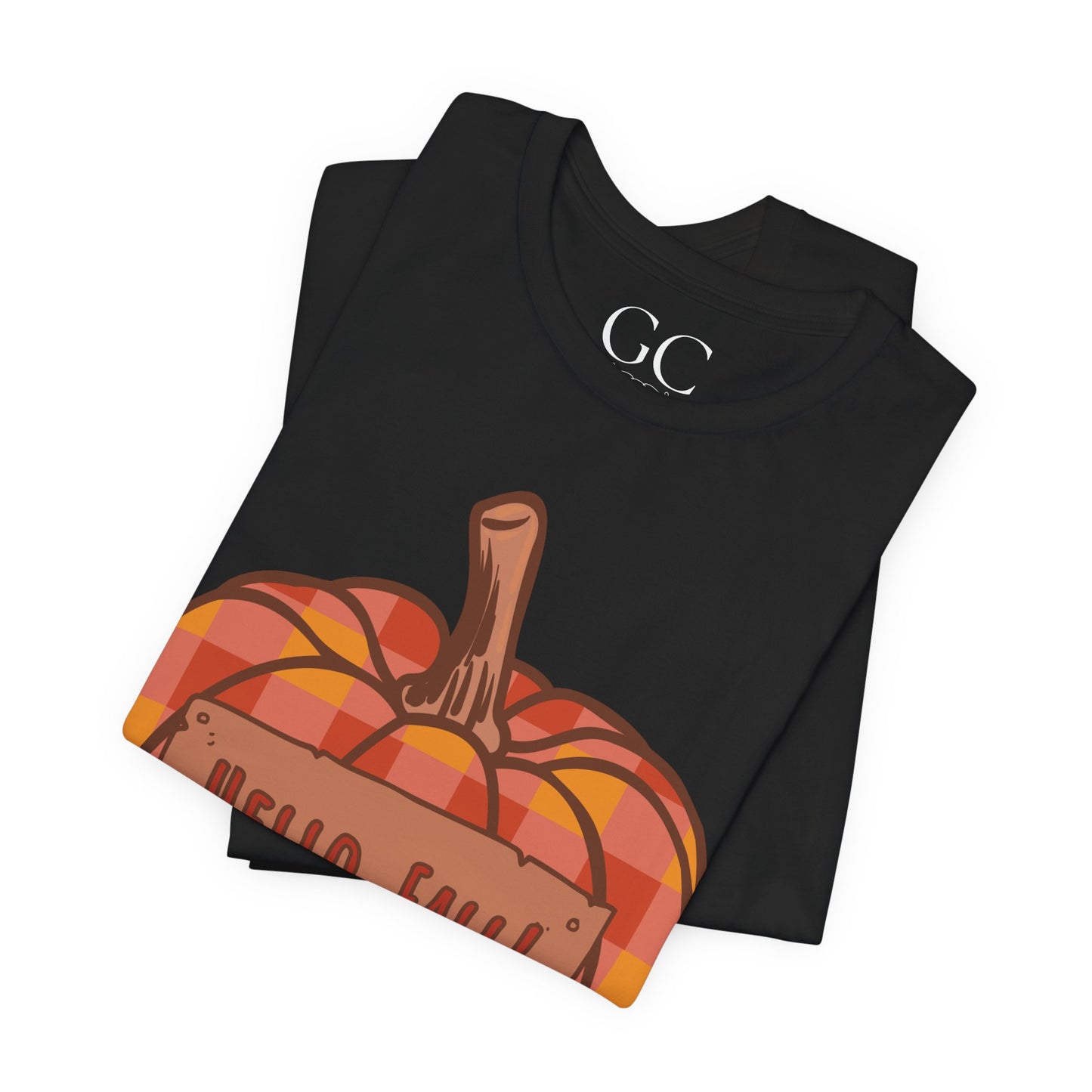 Hello Fall – Plaid Pumpkin Autumn Tee