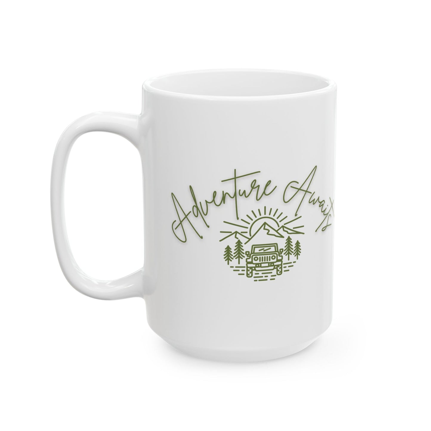 Adventure Awaits Mug | Nature Lover Coffee Cup | Jeep + Mountain Camping Gift