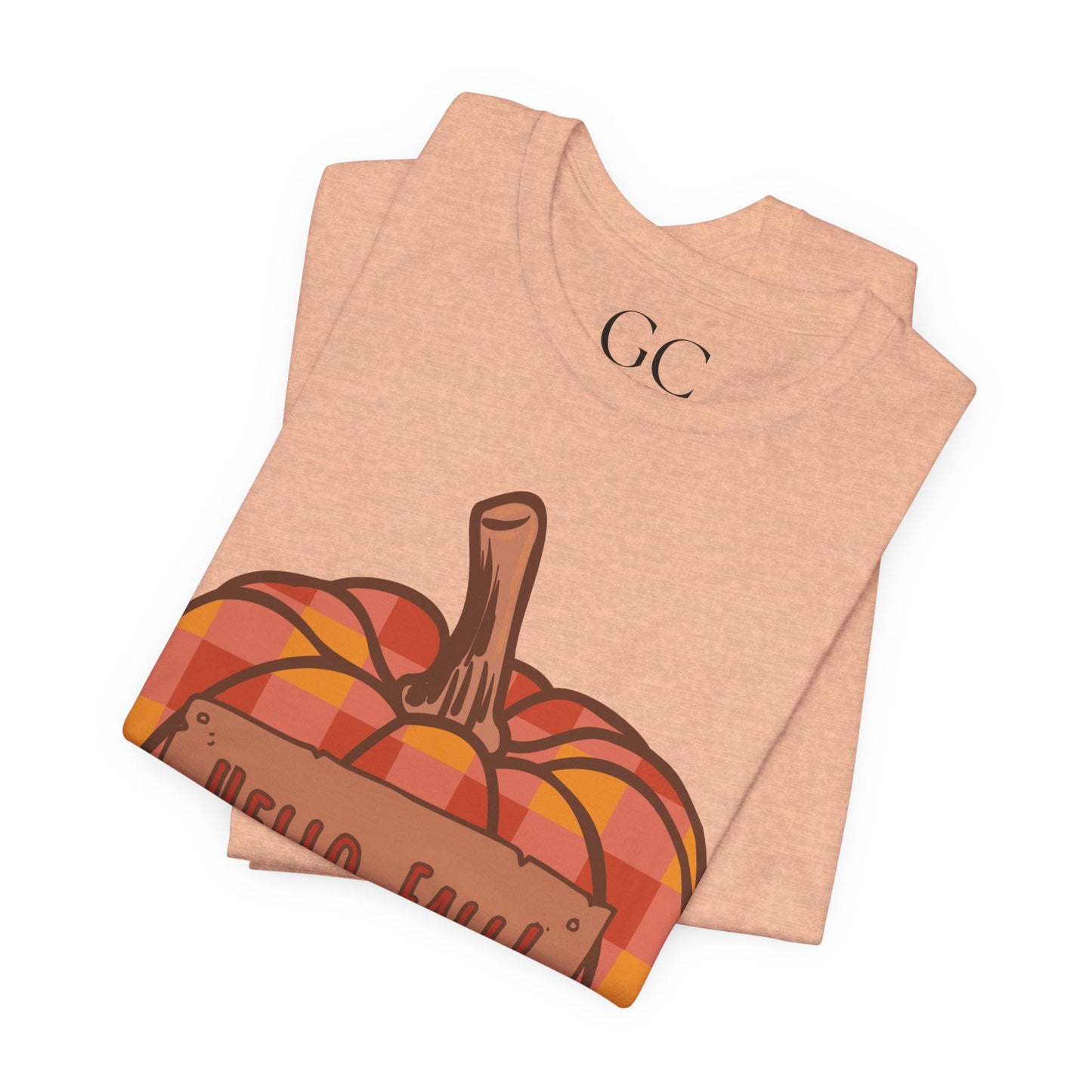 Hello Fall – Plaid Pumpkin Autumn Tee