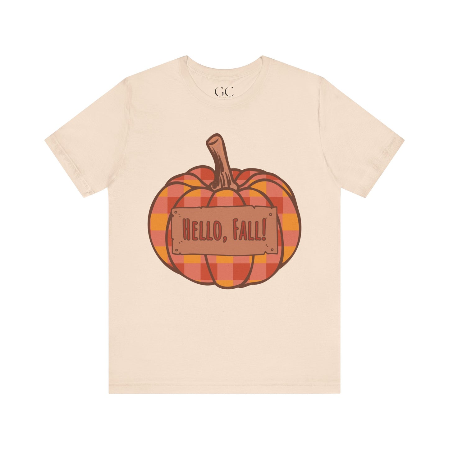 Hello Fall – Plaid Pumpkin Autumn Tee