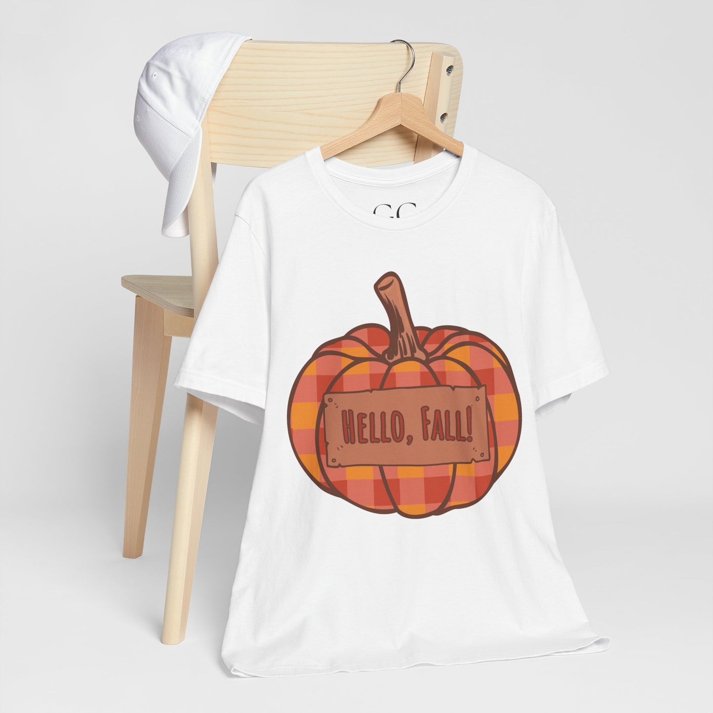 Hello Fall – Plaid Pumpkin Autumn Tee