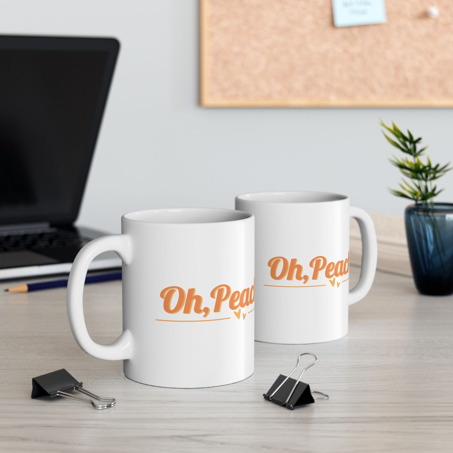 Oh, Peach Mug | Cute Coffee Cup with Hearts | Sweet Gift