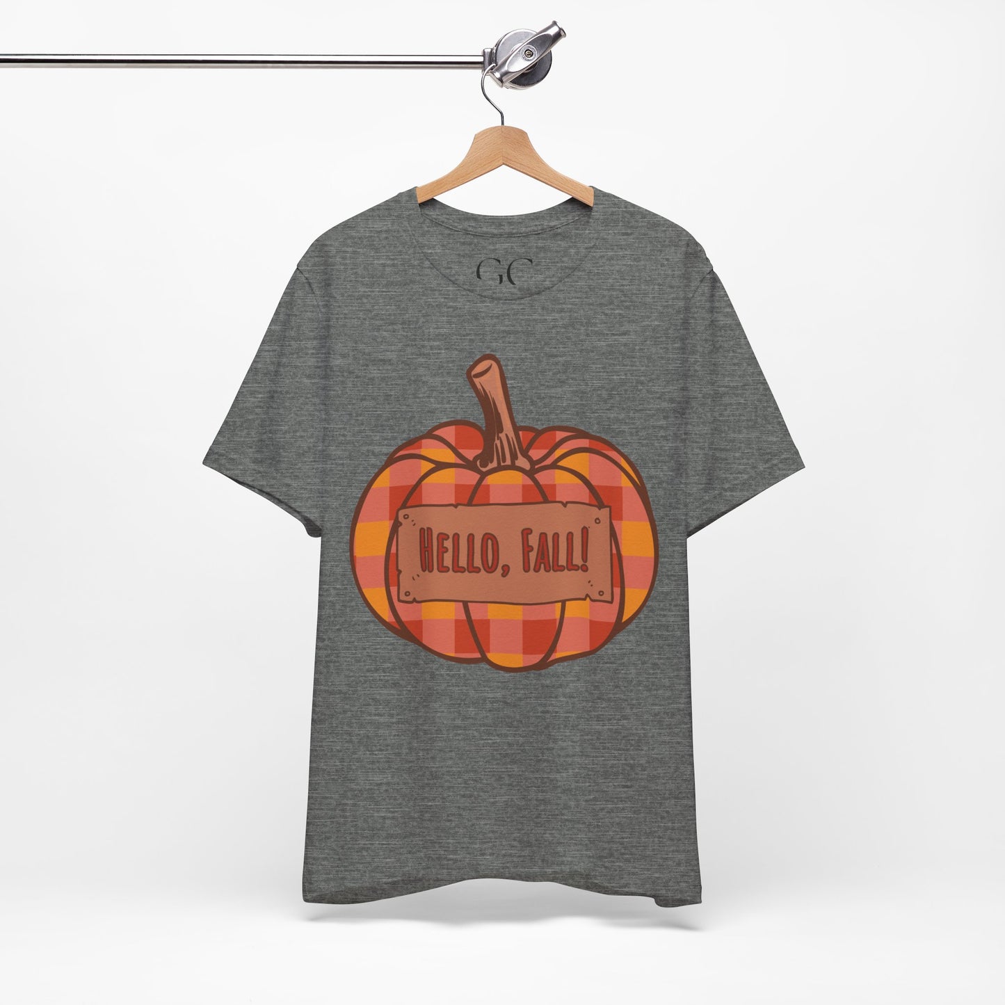 Hello Fall – Plaid Pumpkin Autumn Tee