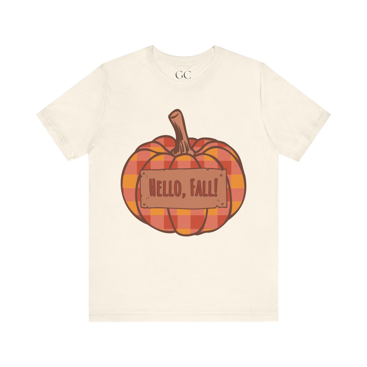 Hello Fall – Plaid Pumpkin Autumn Tee