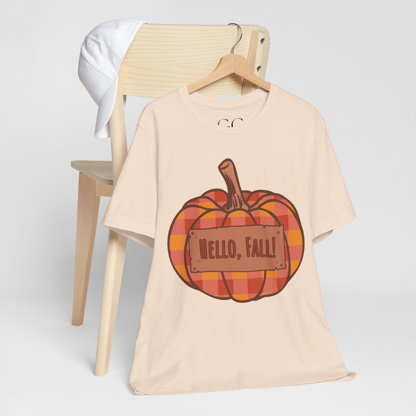 Hello Fall – Plaid Pumpkin Autumn Tee