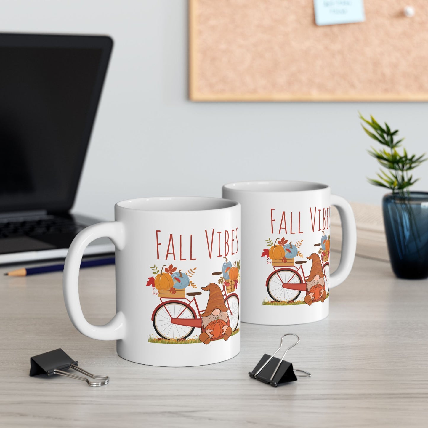 Fall Vibes – Gnome with Bicycle & Pumpkins Autumn Mug