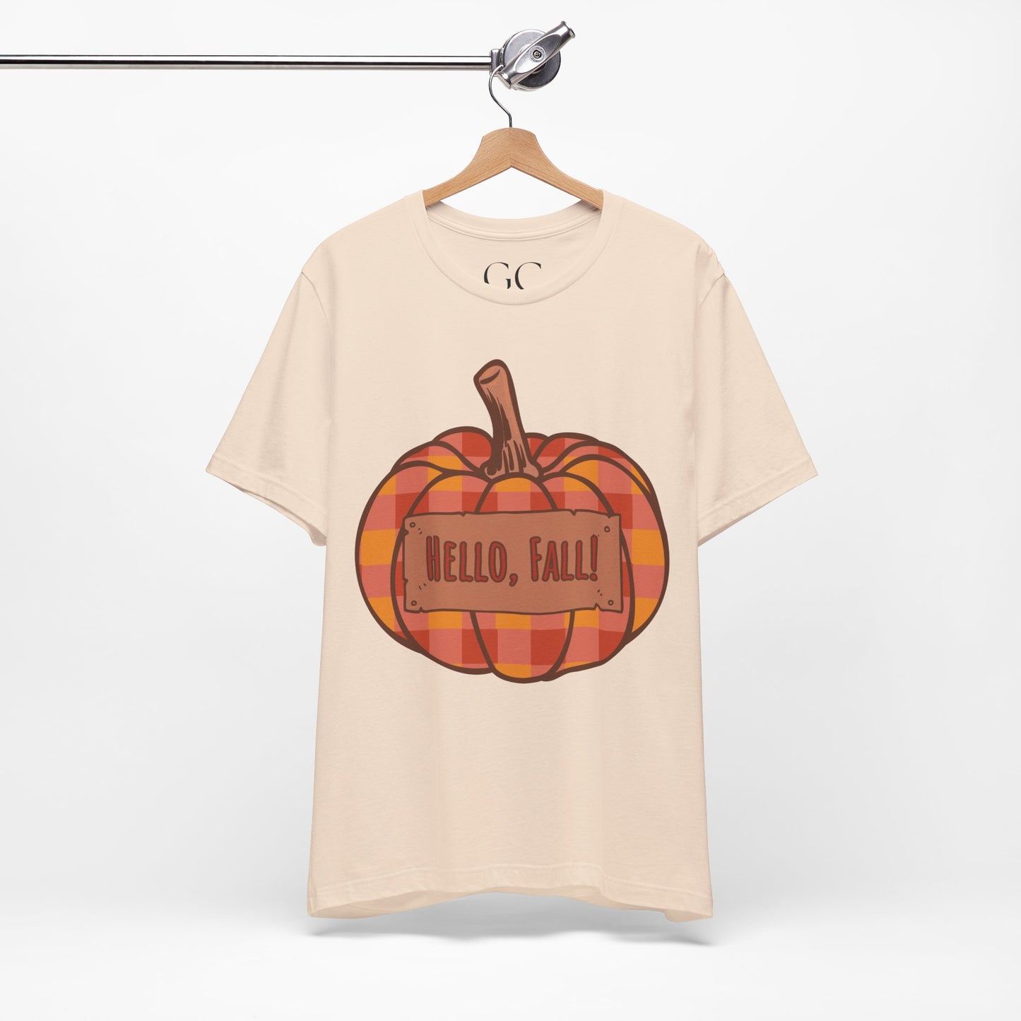Hello Fall – Plaid Pumpkin Autumn Tee