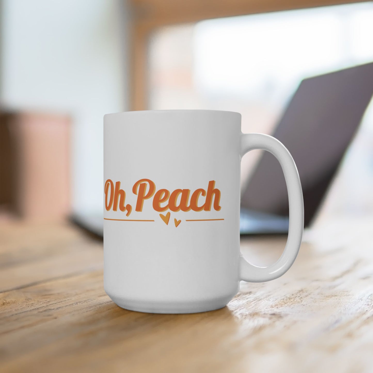 Oh, Peach Mug | Cute Coffee Cup with Hearts | Sweet Gift