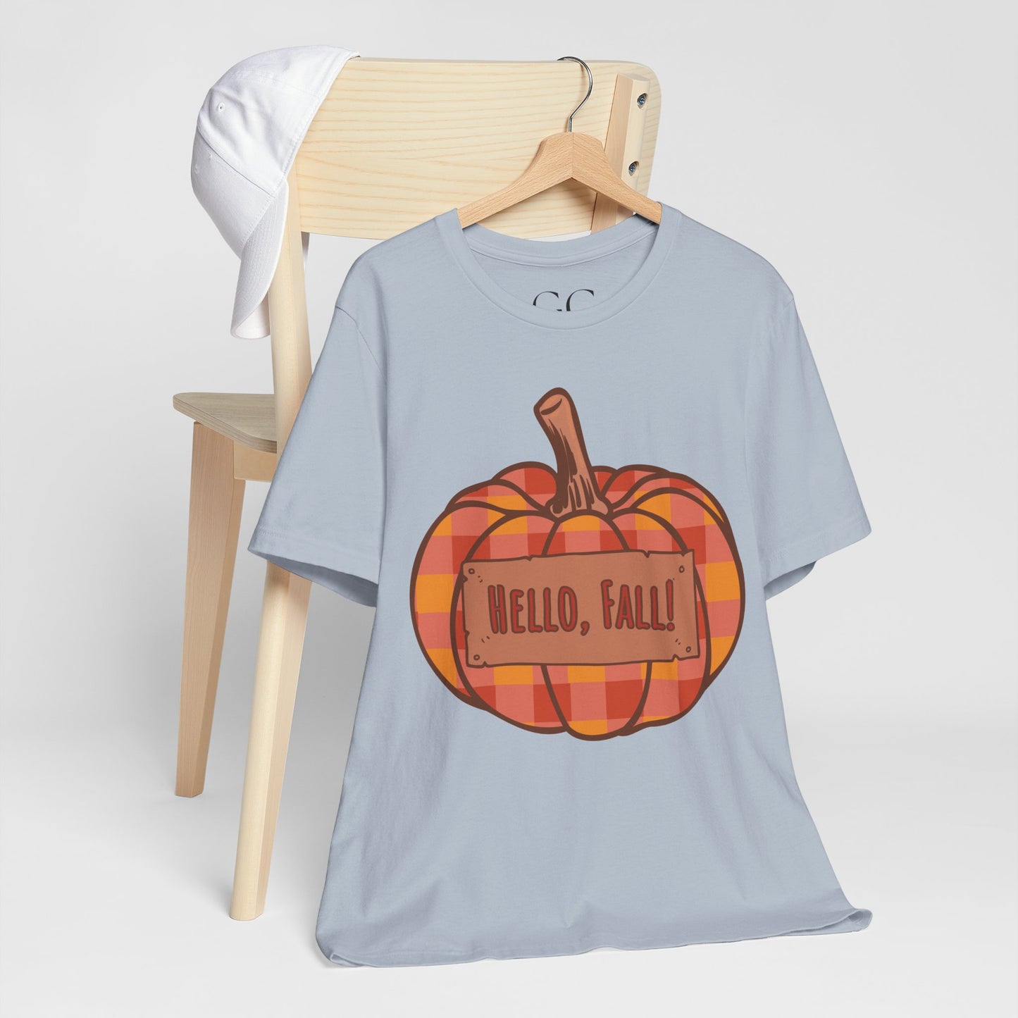 Hello Fall – Plaid Pumpkin Autumn Tee