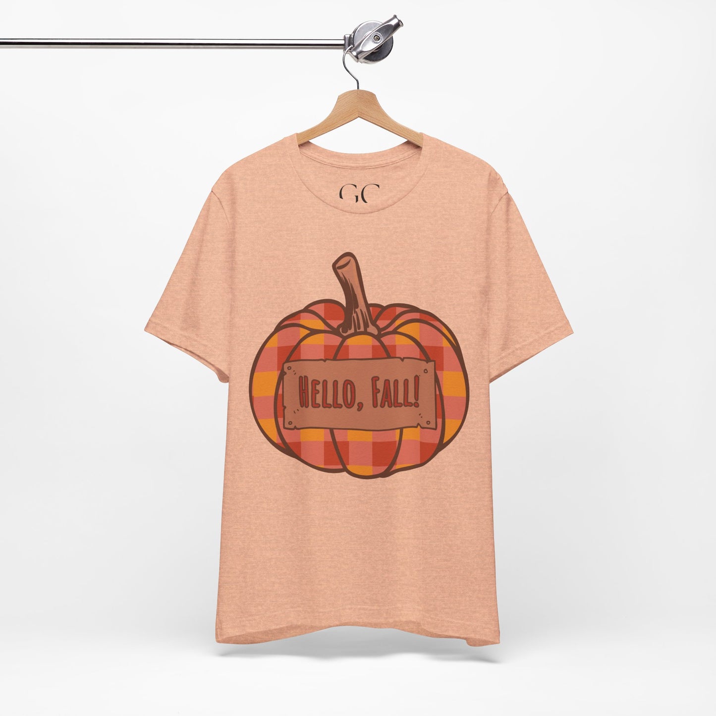 Hello Fall – Plaid Pumpkin Autumn Tee