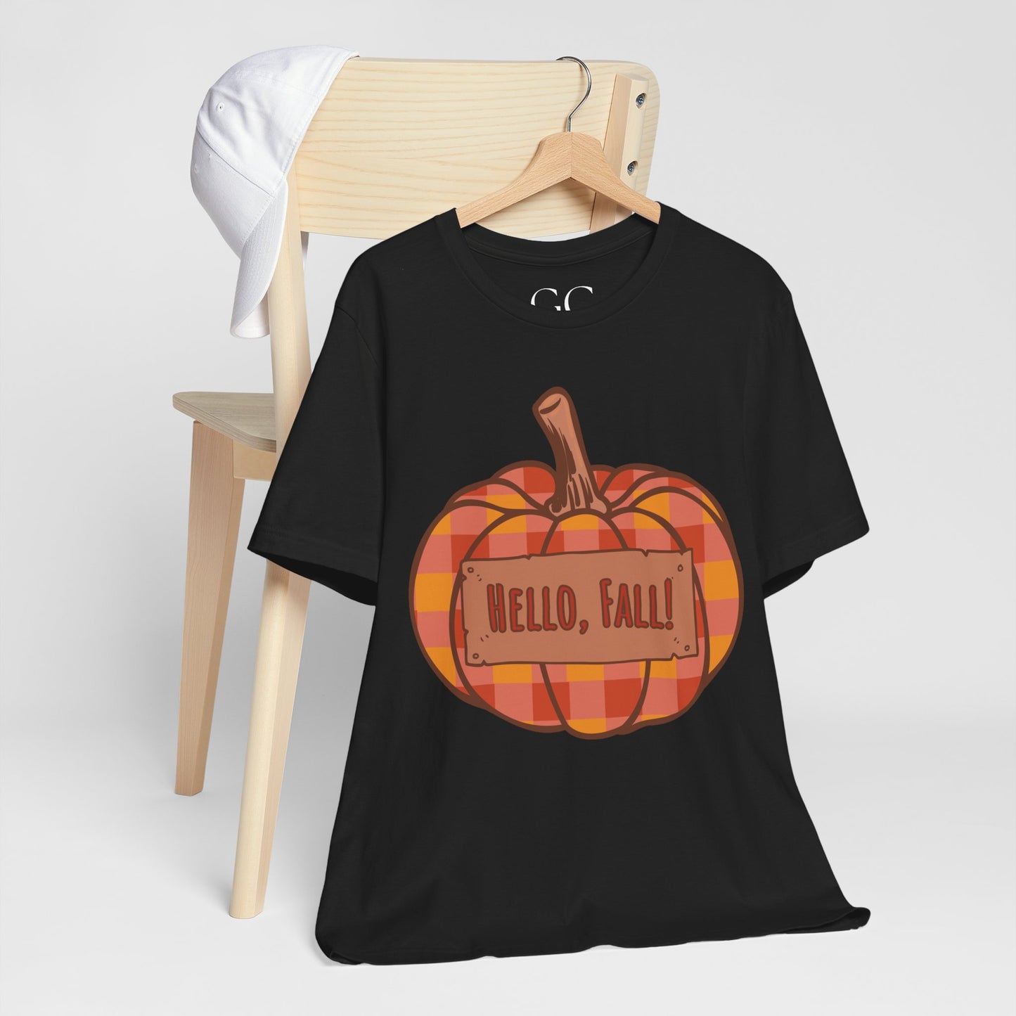 Hello Fall – Plaid Pumpkin Autumn Tee