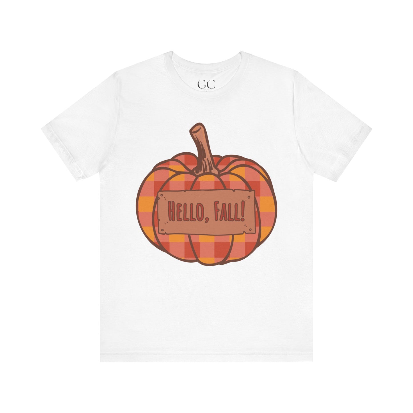 Hello Fall – Plaid Pumpkin Autumn Tee
