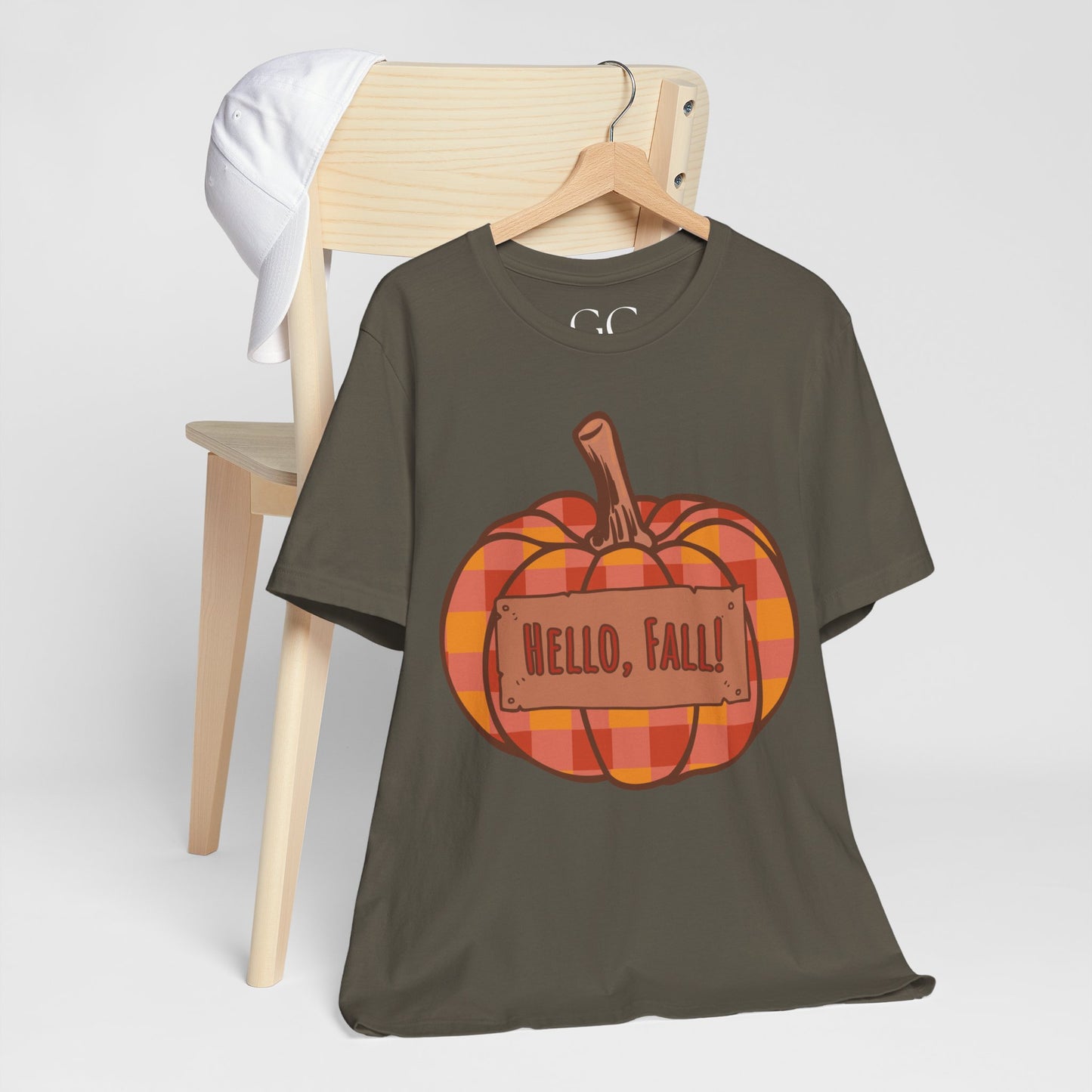 Hello Fall – Plaid Pumpkin Autumn Tee