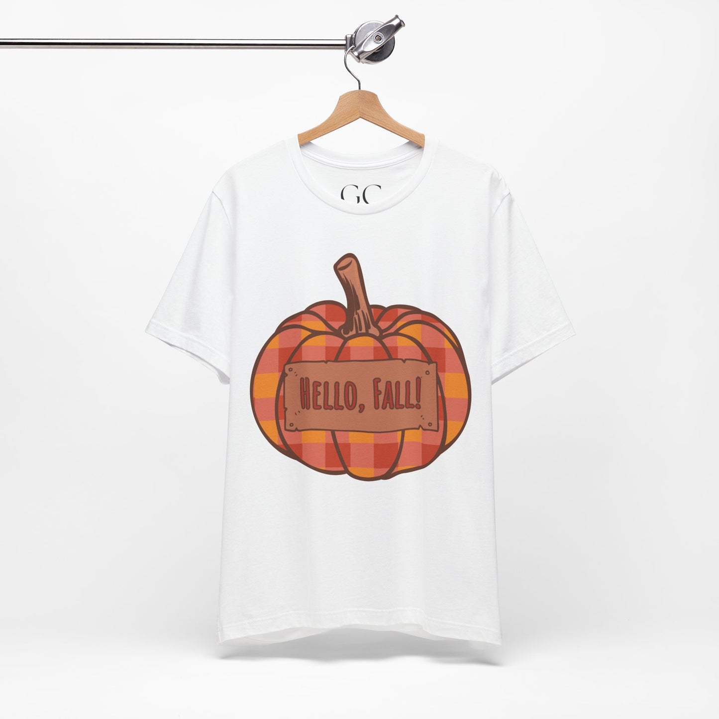 Hello Fall – Plaid Pumpkin Autumn Tee