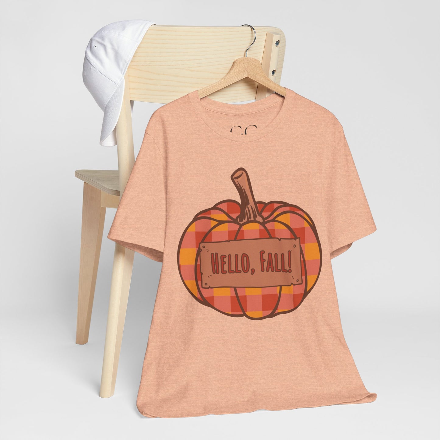 Hello Fall – Plaid Pumpkin Autumn Tee
