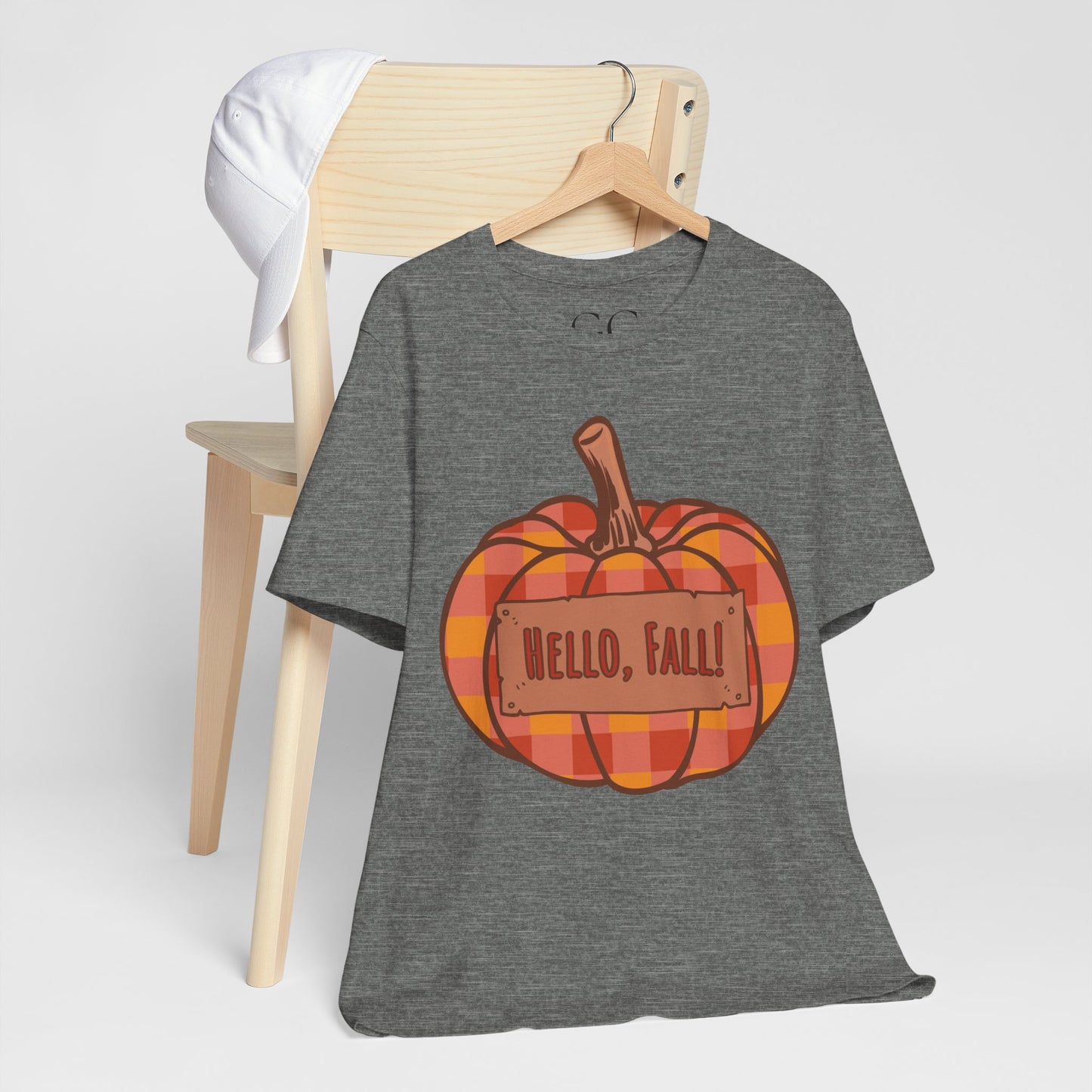 Hello Fall – Plaid Pumpkin Autumn Tee