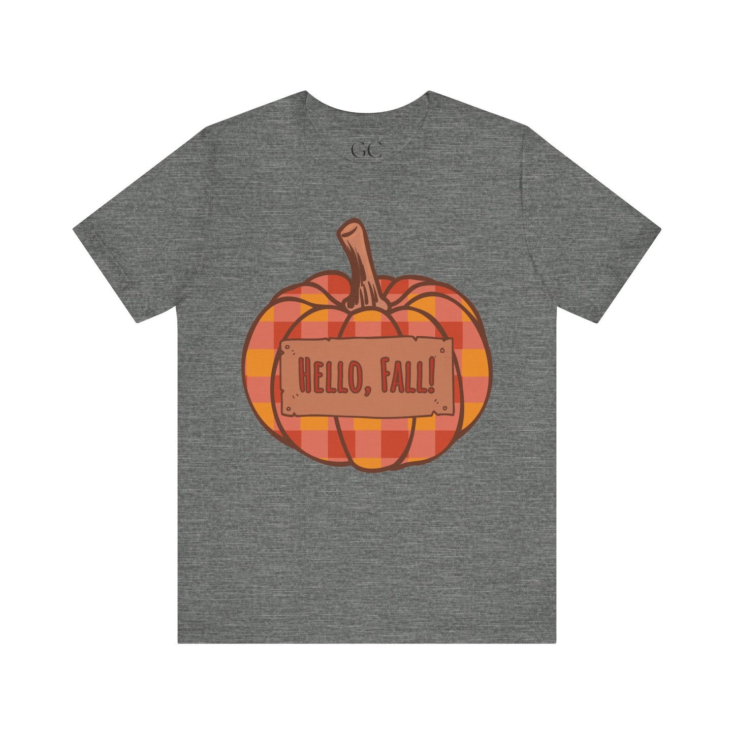 Hello Fall – Plaid Pumpkin Autumn Tee