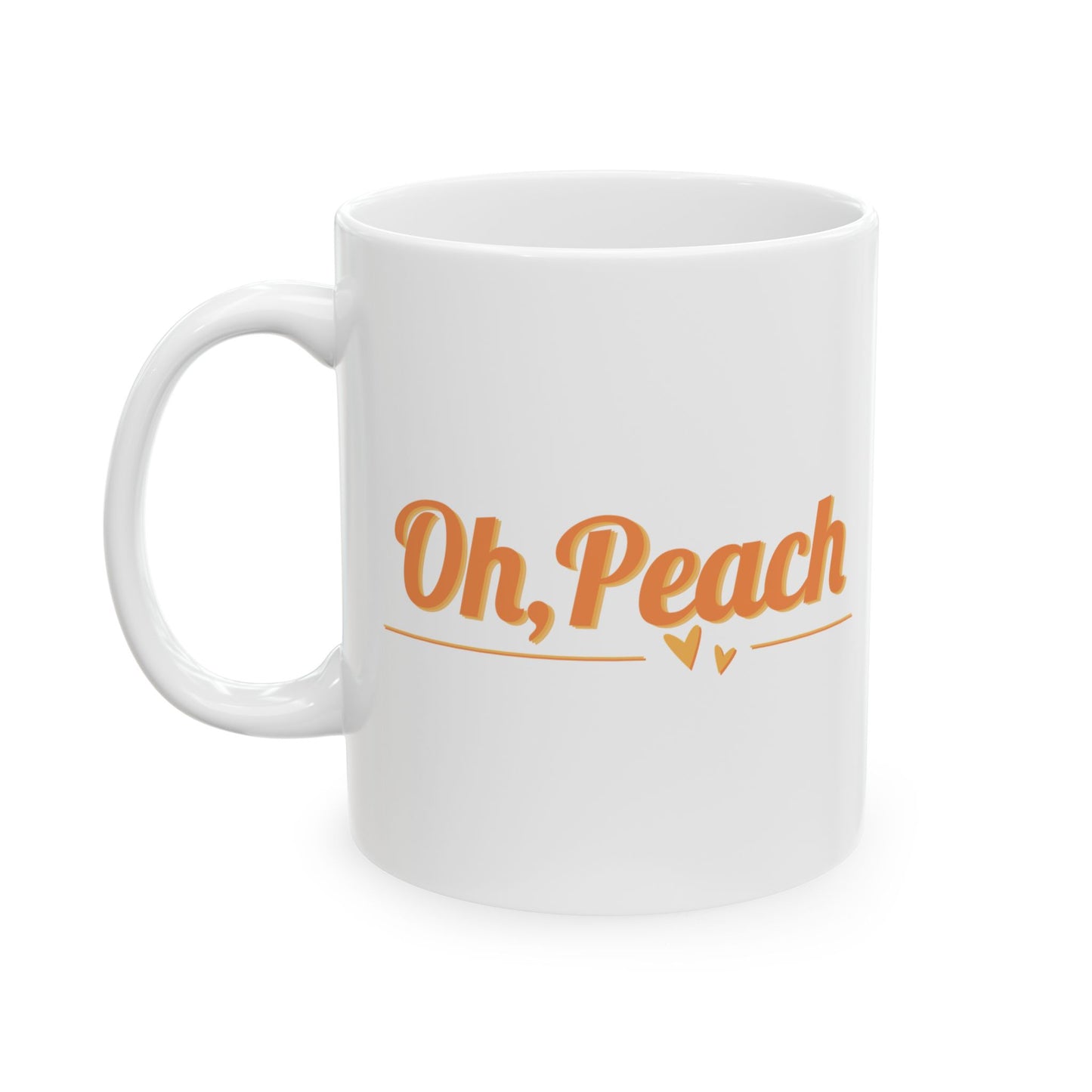 Oh, Peach Mug | Cute Coffee Cup with Hearts | Sweet Gift