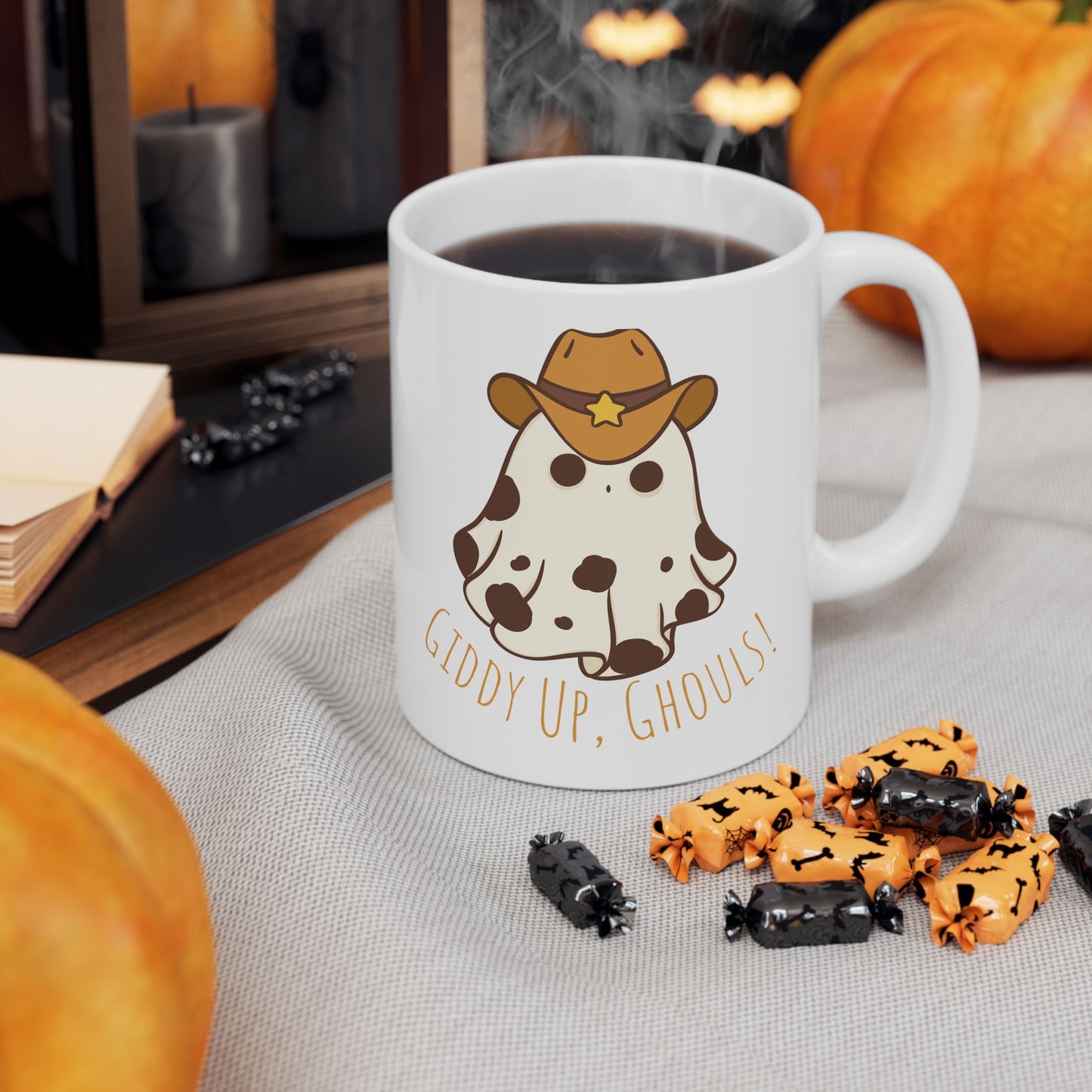 Giddy Up, Ghouls! – Cowboy Ghost Halloween Mug