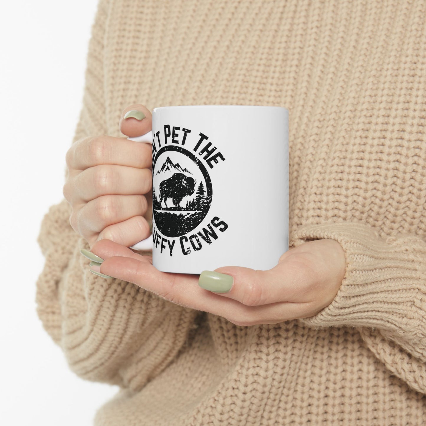 Don’t Pet the Fluffy Cows Mug | Funny Bison Coffee Cup | Wildlife Lover Gift