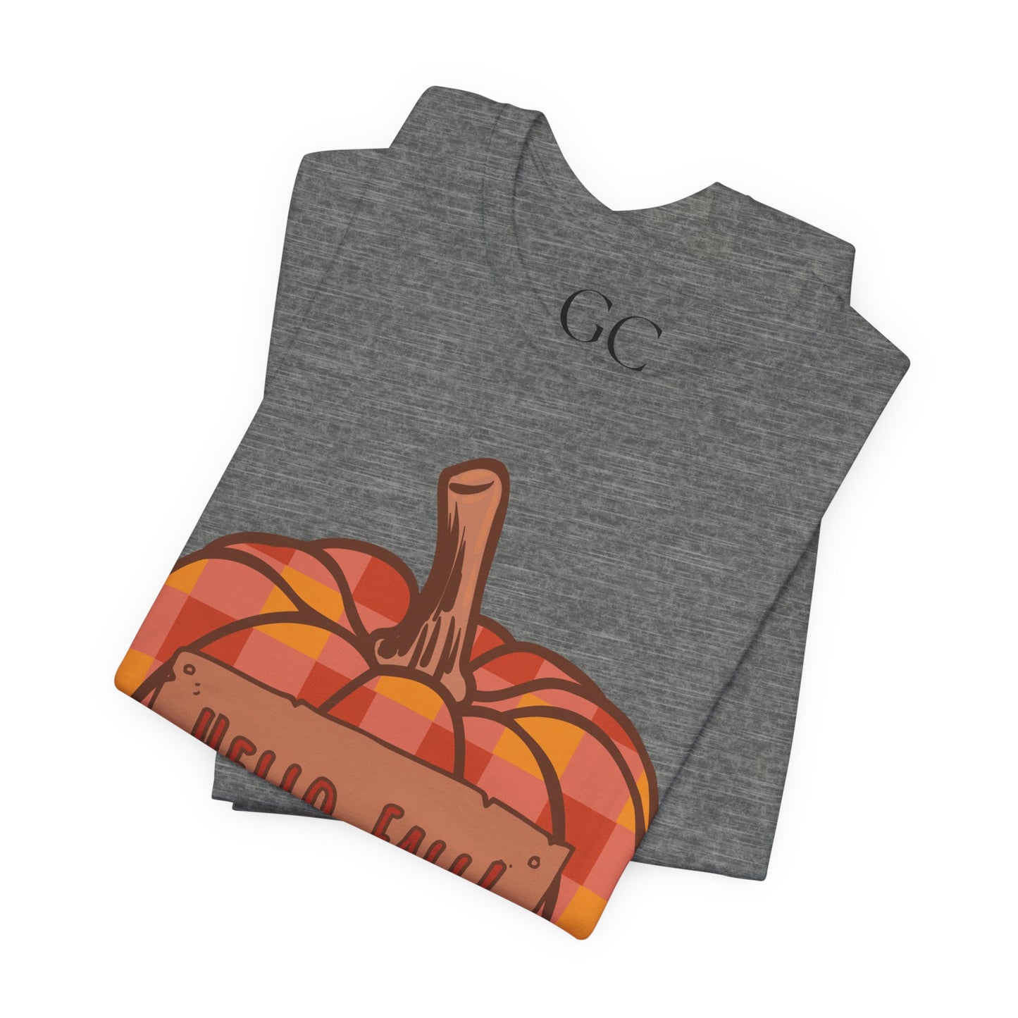 Hello Fall – Plaid Pumpkin Autumn Tee