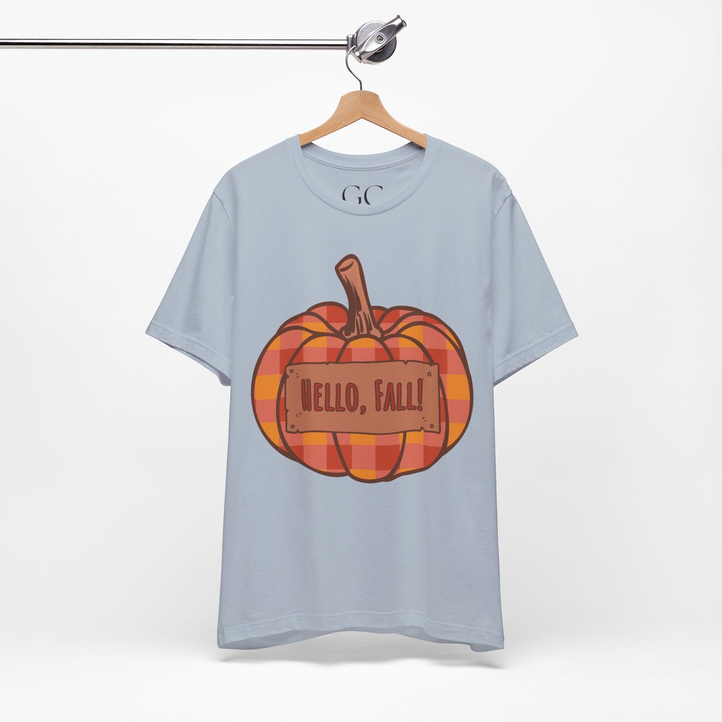 Hello Fall – Plaid Pumpkin Autumn Tee