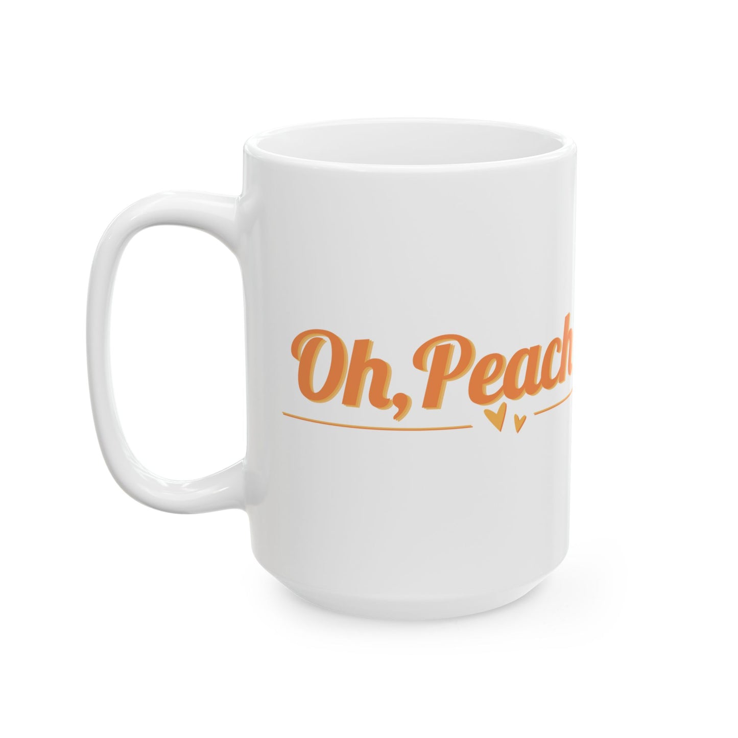 Oh, Peach Mug | Cute Coffee Cup with Hearts | Sweet Gift
