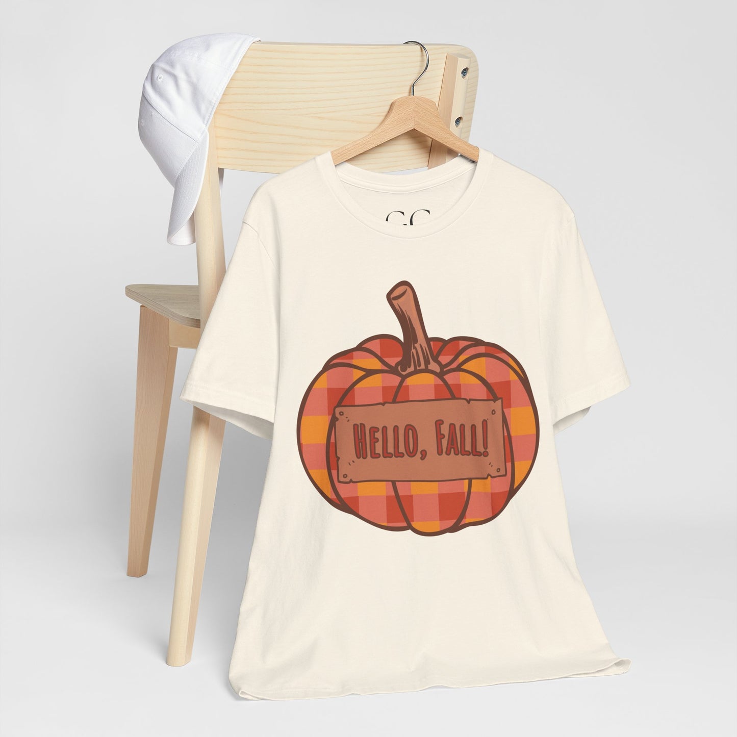 Hello Fall – Plaid Pumpkin Autumn Tee