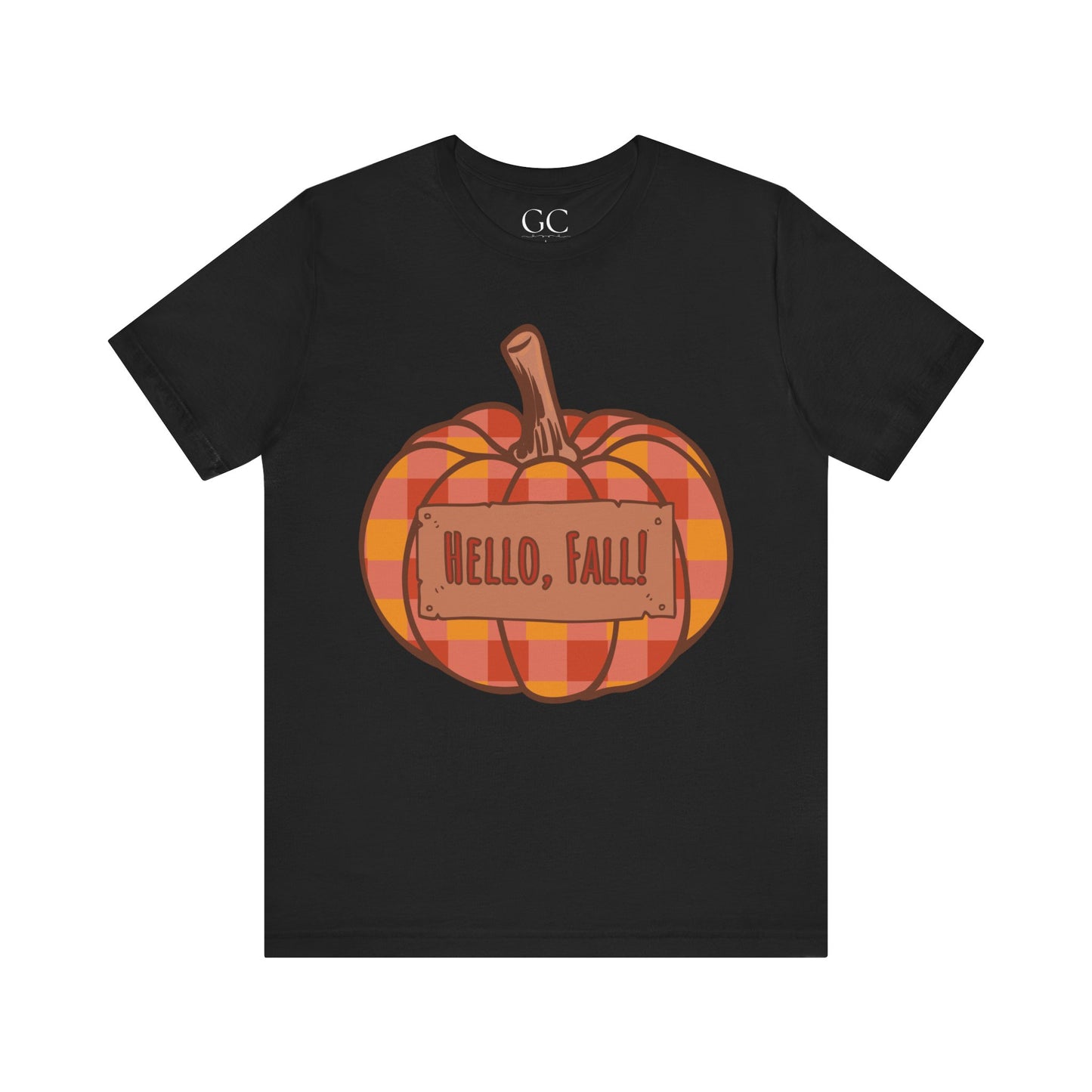 Hello Fall – Plaid Pumpkin Autumn Tee