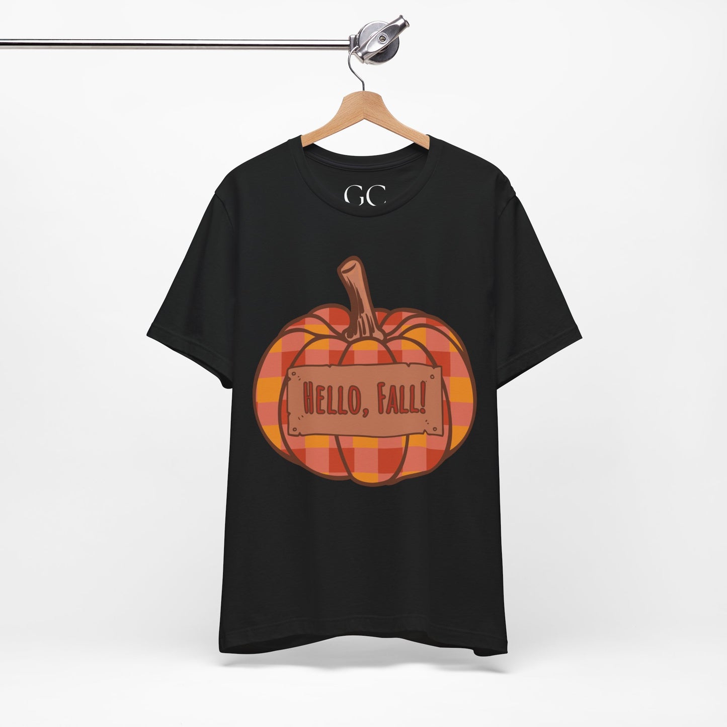 Hello Fall – Plaid Pumpkin Autumn Tee