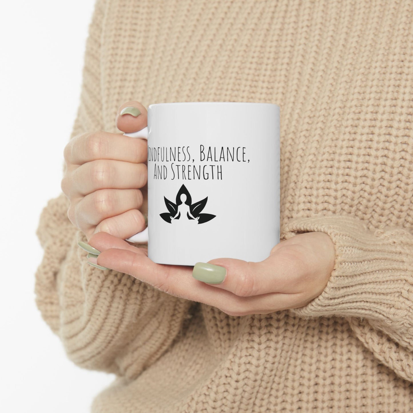 Mindfulness Yoga Mug | Lotus Flower Coffee Cup | Gift for Yogis & Wellness Lovers