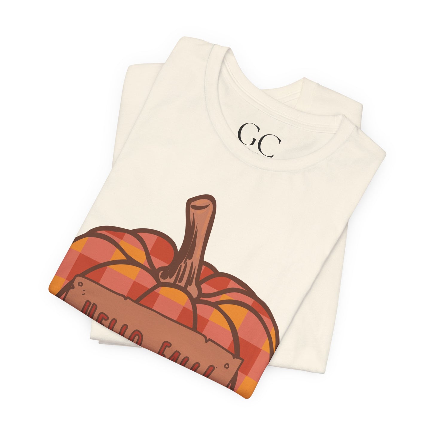 Hello Fall – Plaid Pumpkin Autumn Tee