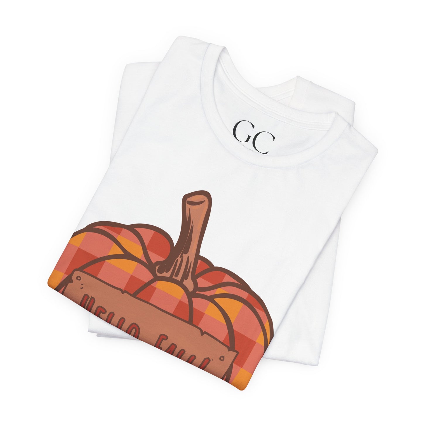 Hello Fall – Plaid Pumpkin Autumn Tee