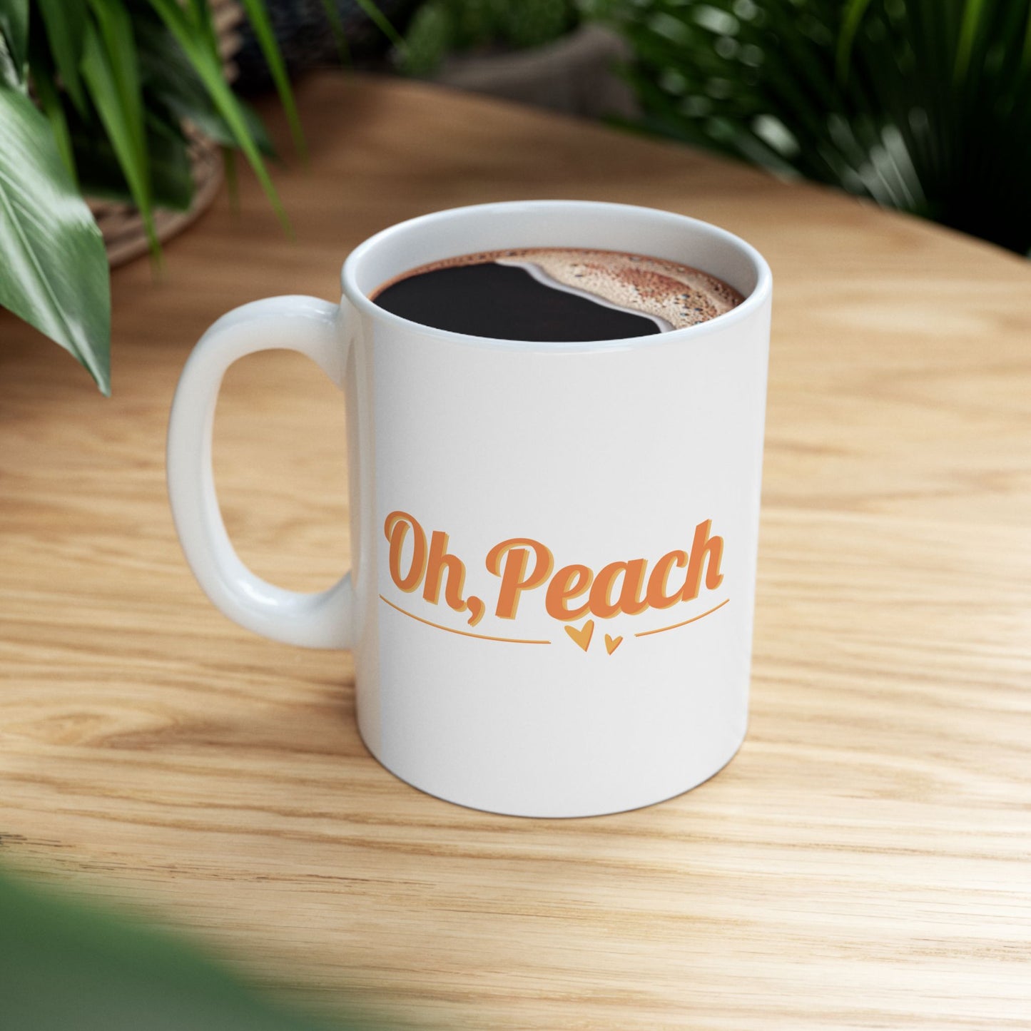 Oh, Peach Mug | Cute Coffee Cup with Hearts | Sweet Gift
