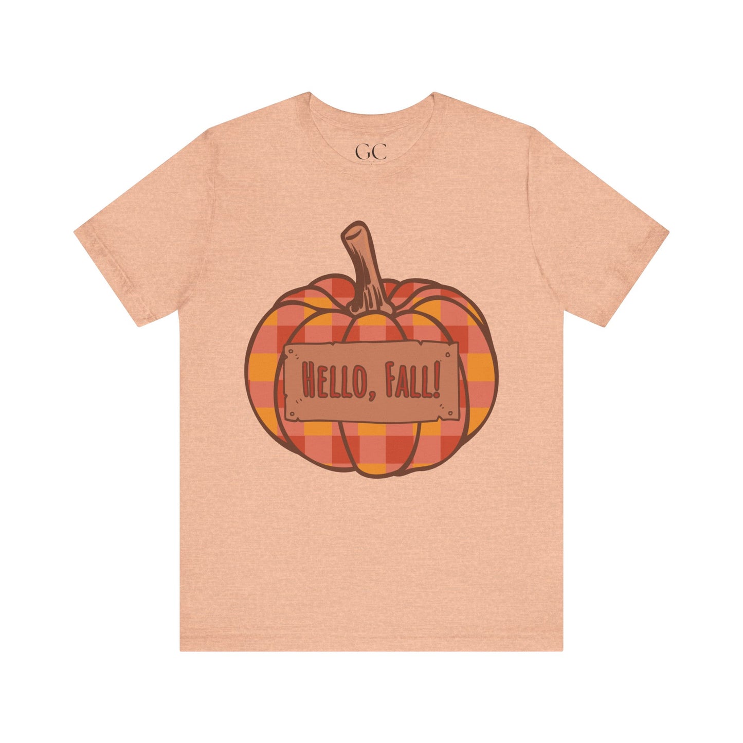 Hello Fall – Plaid Pumpkin Autumn Tee