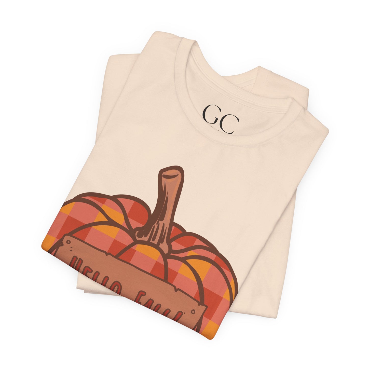 Hello Fall – Plaid Pumpkin Autumn Tee
