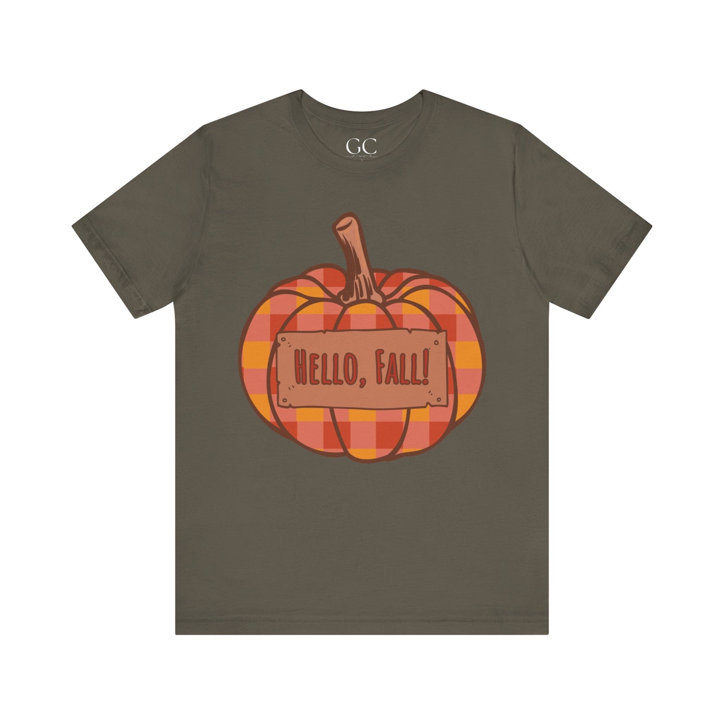 Hello Fall – Plaid Pumpkin Autumn Tee