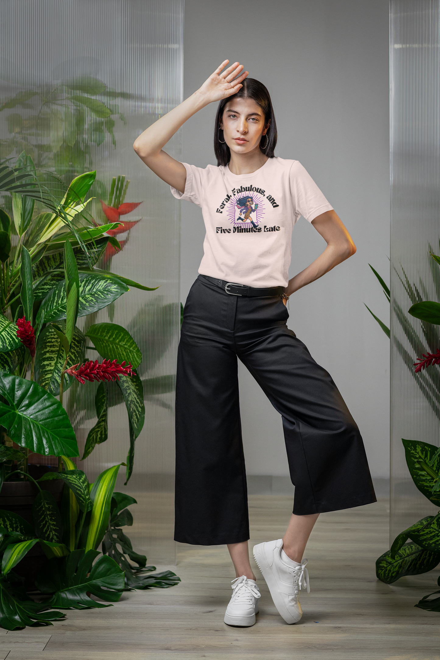 Feral, Fabulous, and Five Minutes Late T-Shirt | Funny Coffee Lover Tee | Stylish & Bold Gift