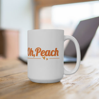 Oh, Peach Mug | Cute Coffee Cup with Hearts | Sweet Gift