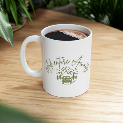 Adventure Awaits Mug | Nature Lover Coffee Cup | Jeep + Mountain Camping Gift