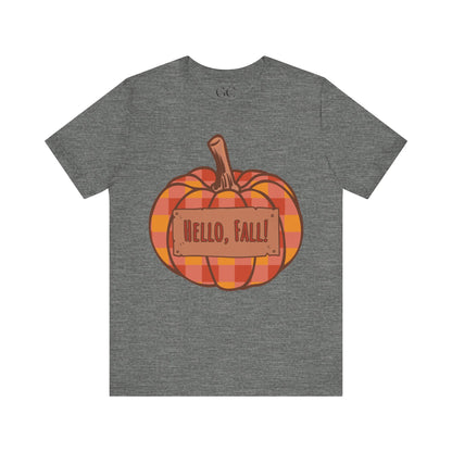 Hello Fall – Plaid Pumpkin Autumn Tee