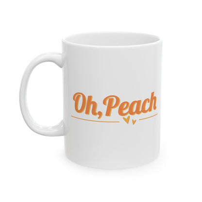 Oh, Peach Mug | Cute Coffee Cup with Hearts | Sweet Gift