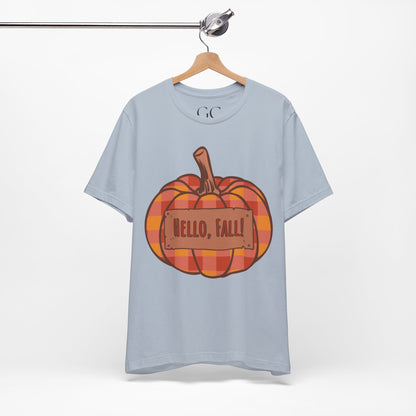 Hello Fall – Plaid Pumpkin Autumn Tee