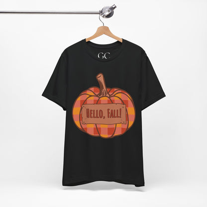Hello Fall – Plaid Pumpkin Autumn Tee