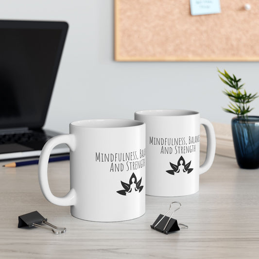 Mindfulness Yoga Mug | Lotus Flower Coffee Cup | Gift for Yogis & Wellness Lovers