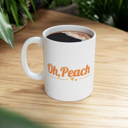 Oh, Peach Mug | Cute Coffee Cup with Hearts | Sweet Gift