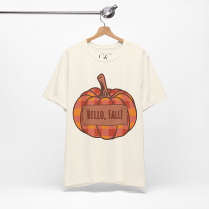 Hello Fall – Plaid Pumpkin Autumn Tee