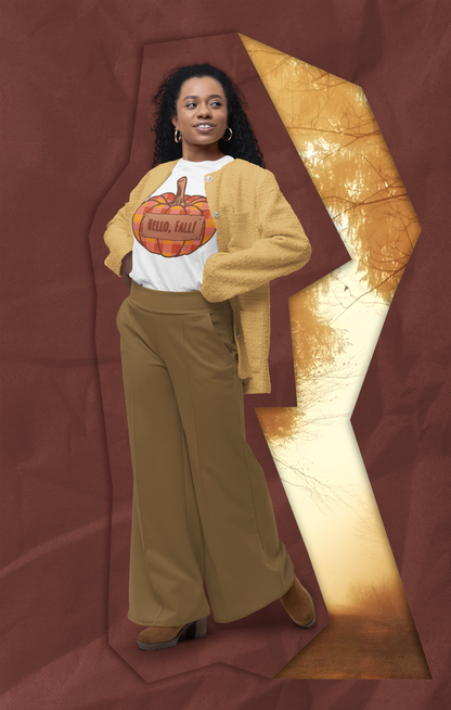 Hello Fall – Plaid Pumpkin Autumn Tee