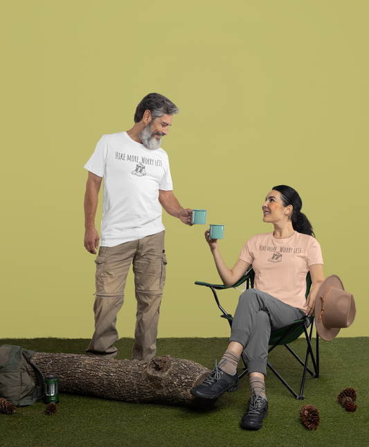 Hike More Worry Less T-Shirt | Outdoor Adventure Tee | Gift for Hikers