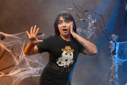 Giddy Up, Ghouls! – Cowboy Ghost Halloween Tee